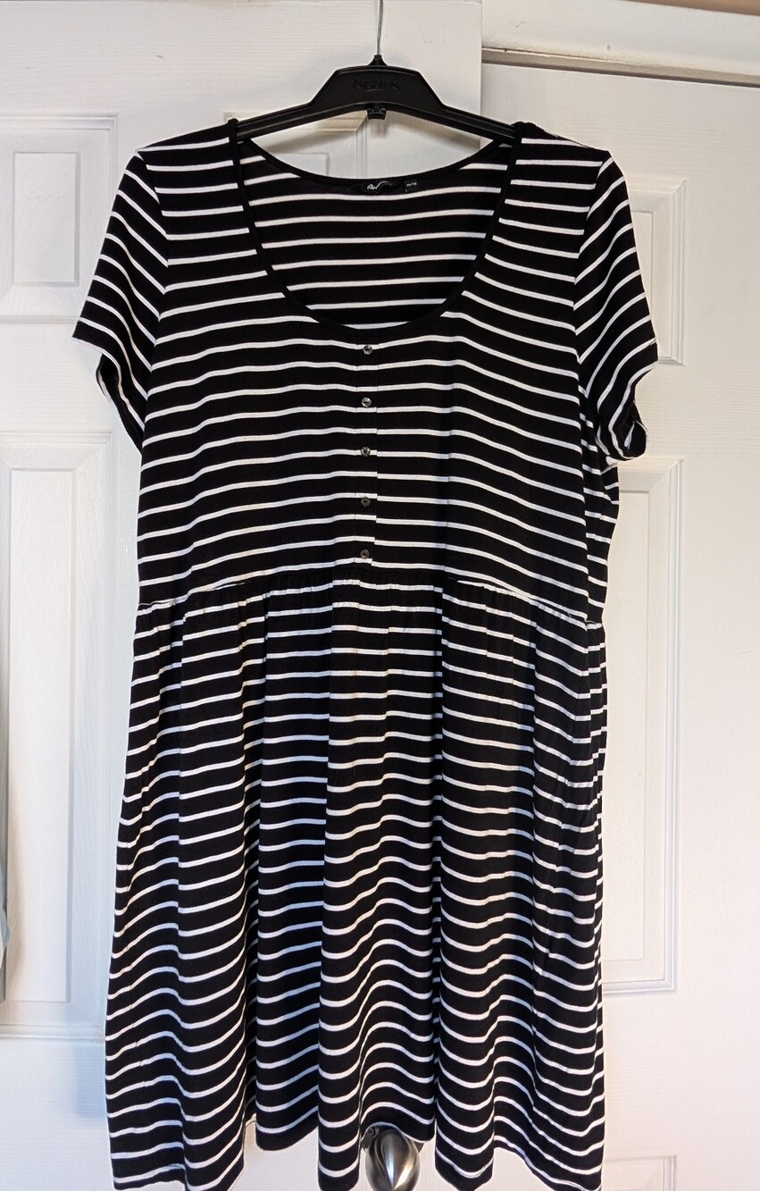 Reitmans Black and White Striped Midi Dress